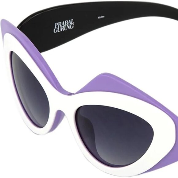LINDA FARROW Prabal Gurung Cat Eye PopArt Purple White Geometric PG17 Sunglasses main image 7